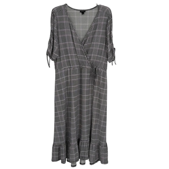 Torrid Plaid Dress Midi Faux Wrap Studio Knit Black Purple Plus Size 2X Women’s - Picture 3 of 13